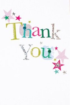 Brimming with jubilant colour, this thank you card captures the creative soul of Lisson Grove in every detail. The words 'Thank You' appear stitched across the front, each letter unique-a playful spectrum of lime green, rich magenta, and tranquil blue, adorned with whimsical patterns and glancing hints of silver. Vibrant stars in magenta, teal, and sparkly gold are scattered about, like confetti tossed after a joyful communal gathering along Grove End Road. The crisp, pristine white background is the perfect canvas, letting each detail sing with levity, much as fresh blooms would in a window at a beloved local florist's shop. There's an invitation to touch-a raised texture, tiny glints of glitter that catch the afternoon light, conjuring the tactile delight of a handcrafted card. This is the kind of thoughtful gesture you might find paired with a bouquet on its way to a friend in St John's Wood or at the close of a neighbourhood celebration. The whole design brims with intention and warmth, reflecting the creativity and care Florist Lisson Grove devotes to every act of kindness sent across our vibrant community.